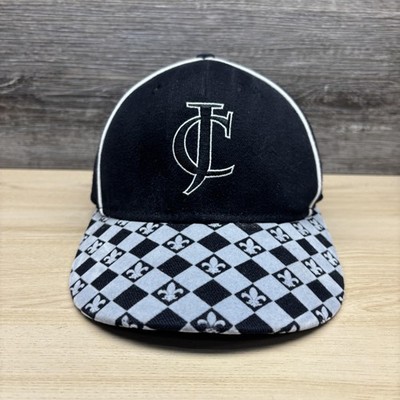 Jacques Cardin Hat Cap Fitted Mens One Size Black Checkered Fleur De Lis