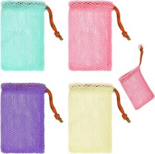 4 Pack Soap Savers, Exfoliating Mesh Soap Pouch, Foam Net Soap Saver Sack Dra...