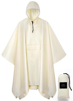 3in1 Regenponcho mit Kapuze, wasserdicht, Regenmantel, Jacke für Herren  Weiß...