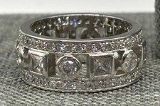 Gorgeous Round  Square CZ Cubic Zirconia Eternity Band Ring Size 7