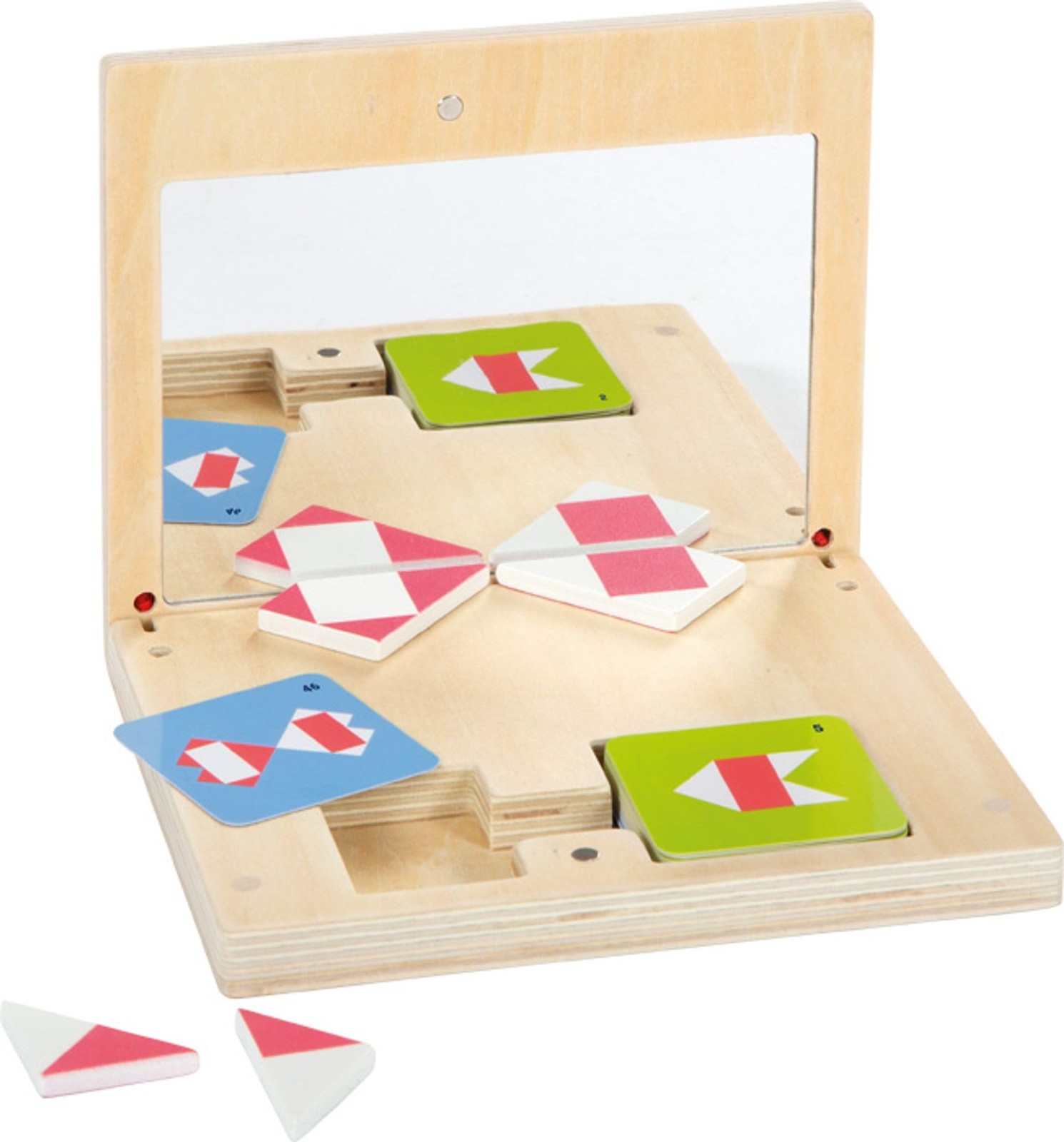 small foot Symmetry Game with Mirror Educate, wood, puzzle in wooden box w/magne