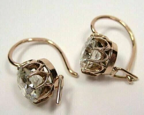 Vintage Art Deco Style Lab Created Diamond Drop Dangle 14k Gold Finish Earrings - Image 3 of 4