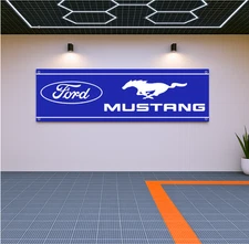Ford Mustang Flag Banner 71x24" – Garage or Outdoor Wall Decor