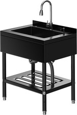 Heavy Duty Stainless Steel Utility Sink Commercial Laundry Garage w Faucet Shelf