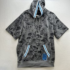 Ecko Unltd Adult Medium Short Sleeve Hooded Sweatshirt Flower Black/Gray NWT