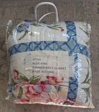 UNBRANDED BLUE FLORAL King Size SUMMER BREEZE Quilt 1PIECE 