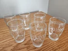Vtg Set 6 ANCHOR HOCKING LAUREL LEAF 5oz Footed Juice Liqueur Glass Juice 3.6"