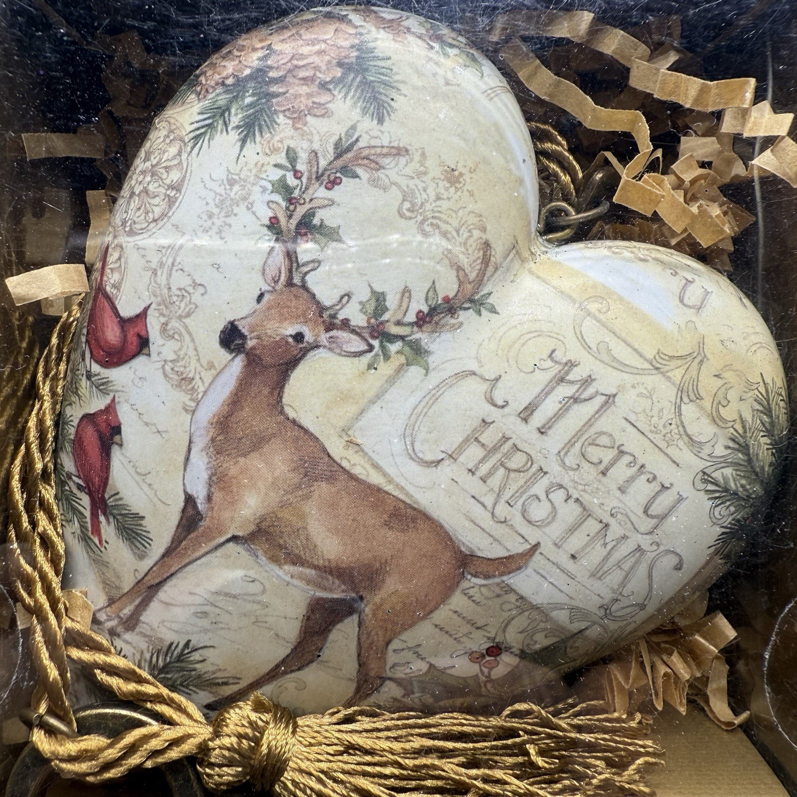 Demdaco Art Heart MERRY CHRISTMAS DEER CARDINAL With Key NEW In Box