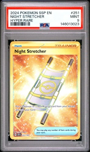 2024 POKEMON SSP EN-SURGING SPARKS HYPER RARE #251 NIGHT STRETCHER PSA 9