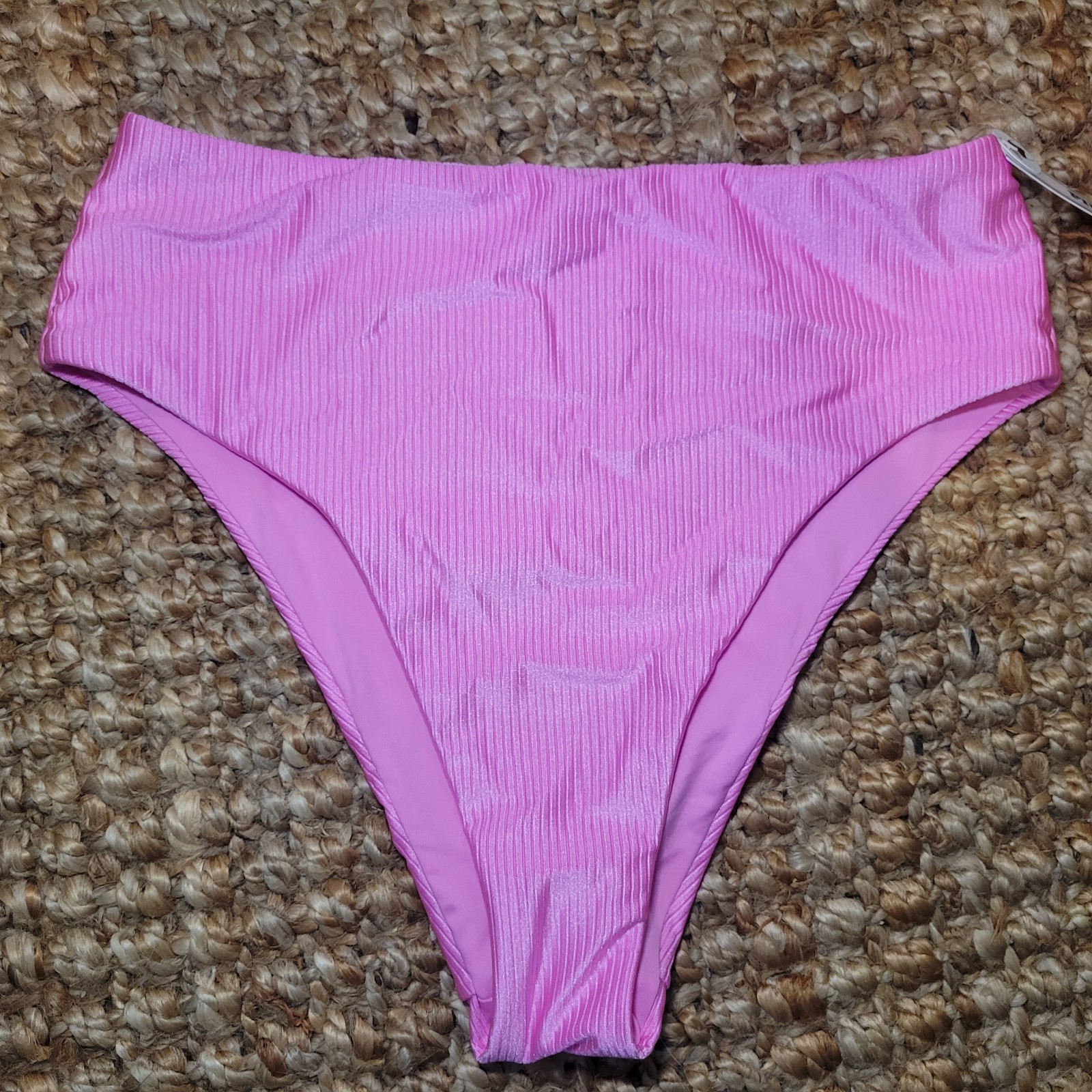 Victoria's Secret 11245162 High-Waist Cheeky Bikini Bottom Ribbed Pink 11ME MED