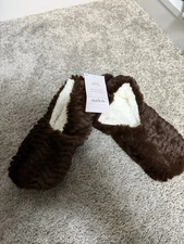 Auden Faux Fur Slipper Socks With Grippers Brown M/L 8-10