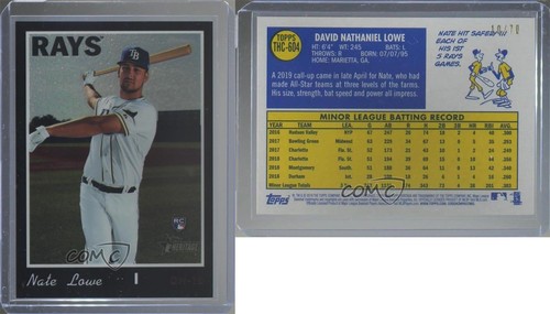 2019 Topps Heritage High Number 10/70 Nathaniel Lowe Nate #THC-604 Rookie RC 7c5 - Foto 3 di 3
