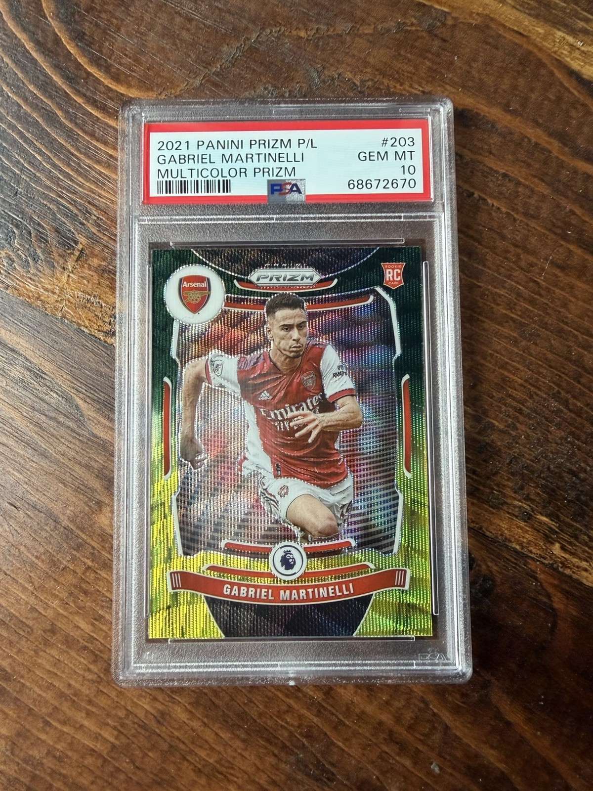 Gabriel Martinelli 2021-22 Panini Prizm Premier League Multicolor 203 PSA 10