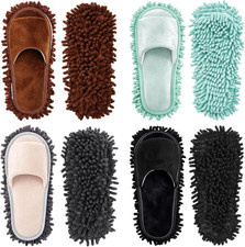 Jecery 4 Pair Washable Microfiber Mop Slippers Detachable Dusting Shoes for Floo