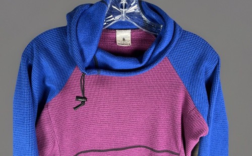 Melanzana Micro Grid Hoodie Pullover Womens Small Purple Blue Two Tone - Picture 5 of 15