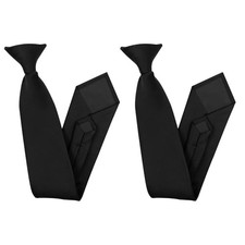 Men's Clip on Ties Pre-Tied Adjustable Neckties Solid Color Zipper Ties 2 Black
