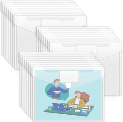 24 Pack Plastic Envelopes Poly Envelopes, Clear Document File Folders US Letter