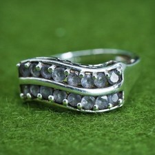 Size 7, vintage Sterling 925 silver engagement ring with CZ