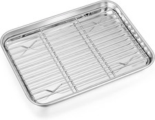 9 Inch Baking Sheet Pan with Rack Set, Stainless Steel Tray for Oven Use