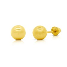 3mm Classic 14K Solid Gold Ball Small Stud Earrings In Screw Backs