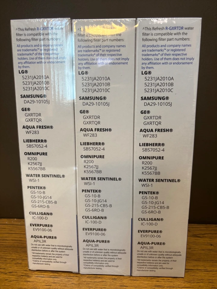 NEW Refresh R-GXRTDT-S Refrigerator Water Filter 3 Pack LG Samsung GE - Image 2 of 2