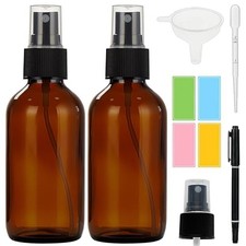 Dark Amber Glass Spray Bottles 4 oz, Small, Fine Mist, 2 Pack