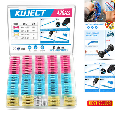 Kuject 420stk Schrumpfverbinder Set 10-26 AWG Wass