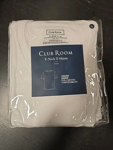 Club Room 8-Pack Men’s V-Neck T-Shirts XL – Ultra Soft & Tagless Comfort! - Picture 1 of 2