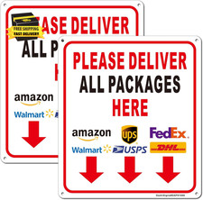Please Deliver All Packages Here Arrows Delivery Sign for Delivery Driver,2Pack-
