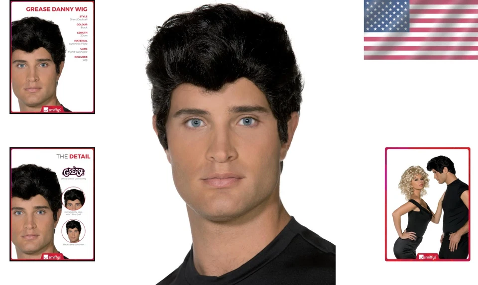 Authentische Grease Danny Perücke für Damen - Bild 2 von 4