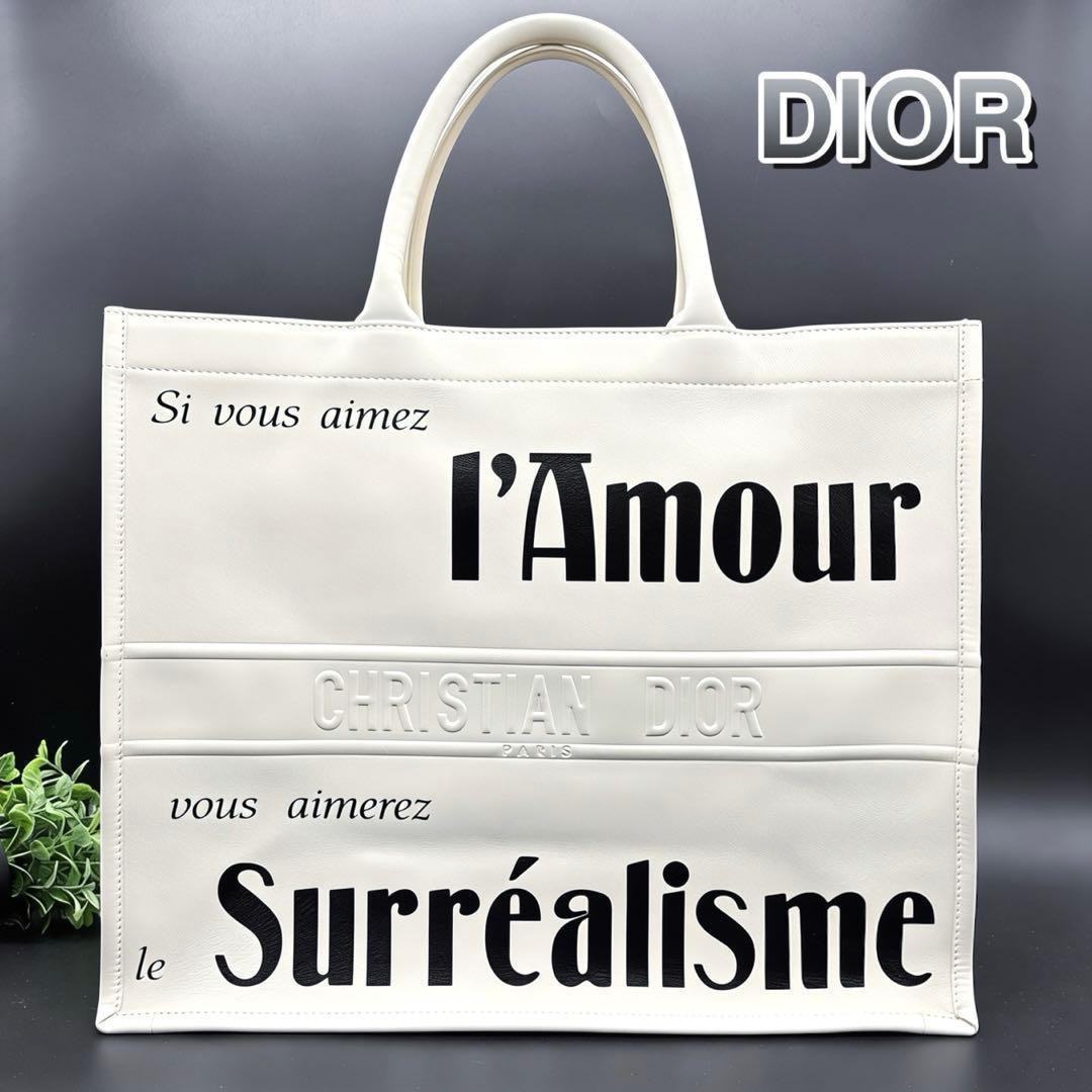 Dior Book Tote Large Leather Amor White