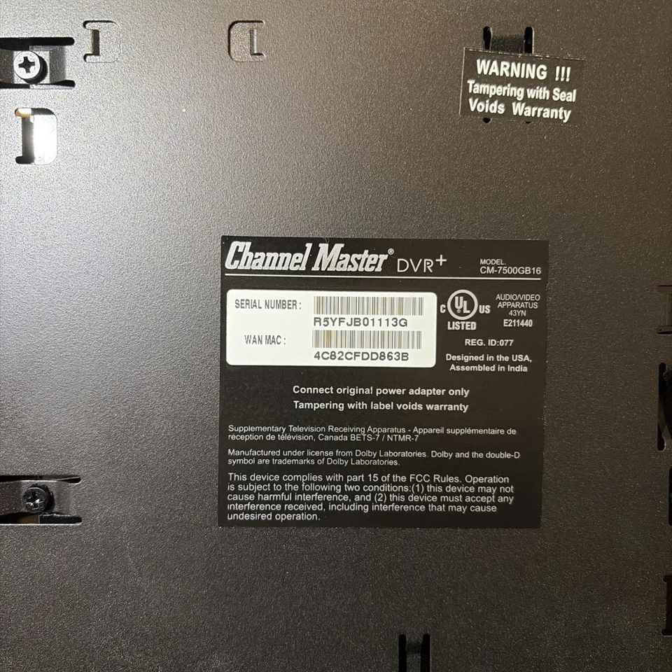 Channel Master DVR+ CM-7500GB16 Dual Tuner 16GB DVR W/ Remote - Tested - Image 2 of 4