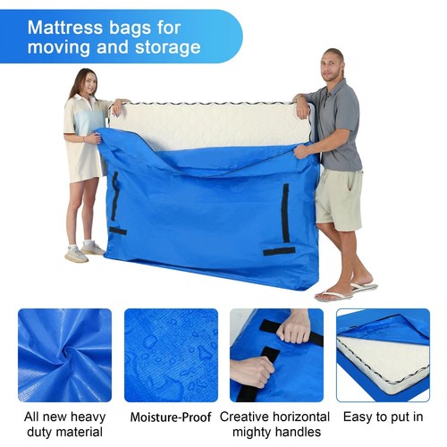 CaliKing Mattress Storage Bag - Reusable Heavy Duty Tarp with Handles & Stron... - Picture 2 of 8