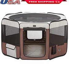 Portable Dog Playpen 36inch Indoor Outdoor Pet Enclosure Zippered Top Removable