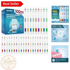 Bulk Disposable Toothbrushes - 100 Count Medium Soft Bristle for Travel  Home