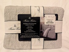 Neuf Brooks Brothers Euro Shams ensemble matelassé 2 lits carrés en coton lin 26"