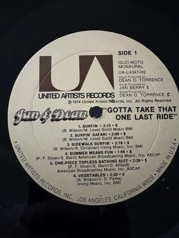 JAN & DEAN - Gotta Take That One Last Ride VINYL 2 x LP 1974 United Artists MC1 - Image 3 of 3