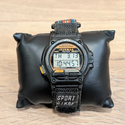 Vintage Timex Ironman Triathlon Digital Watch 8 Lap Sport Strap *No Sound