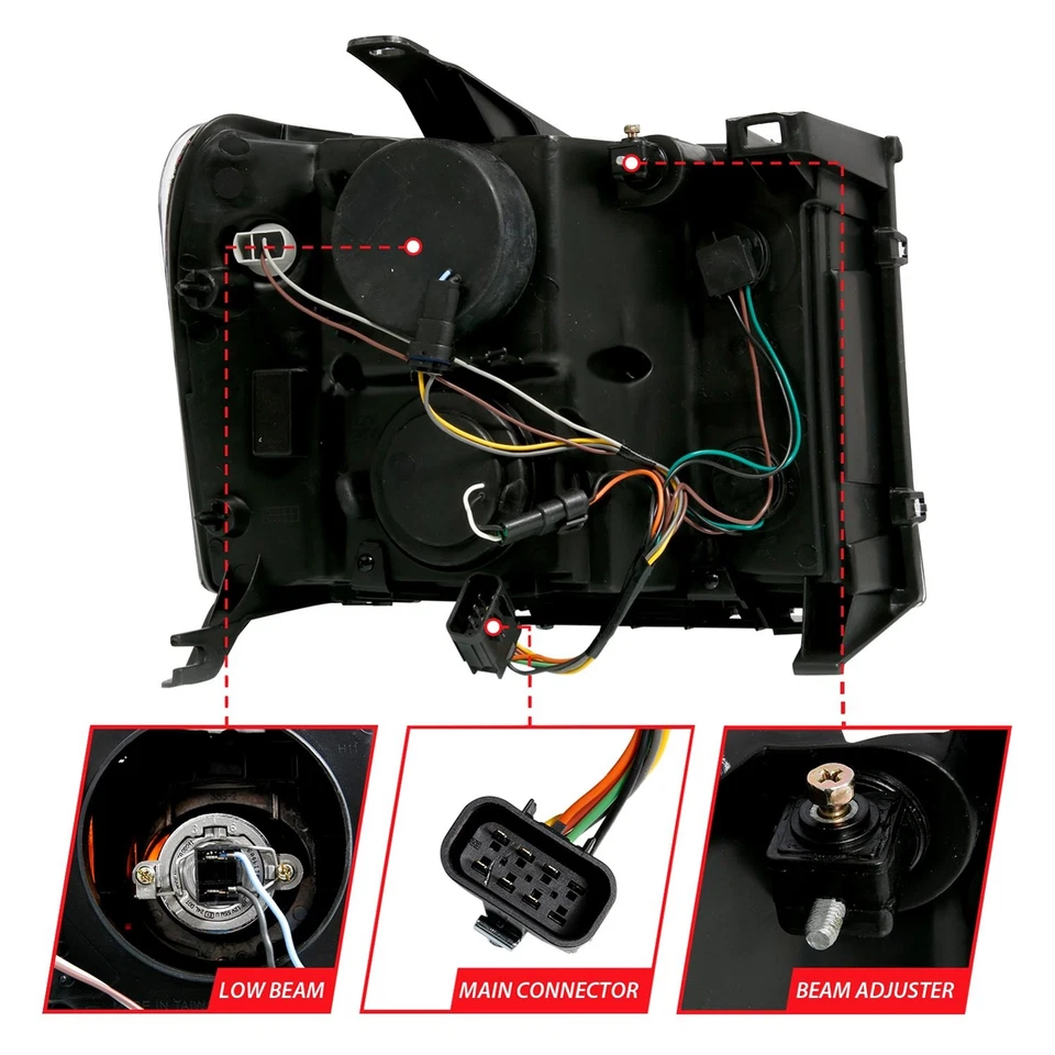 For GMC Sierra 2500 HD 07-14 Headlights Plank Style Driver & Passenger Side - Изображение 3 из 4