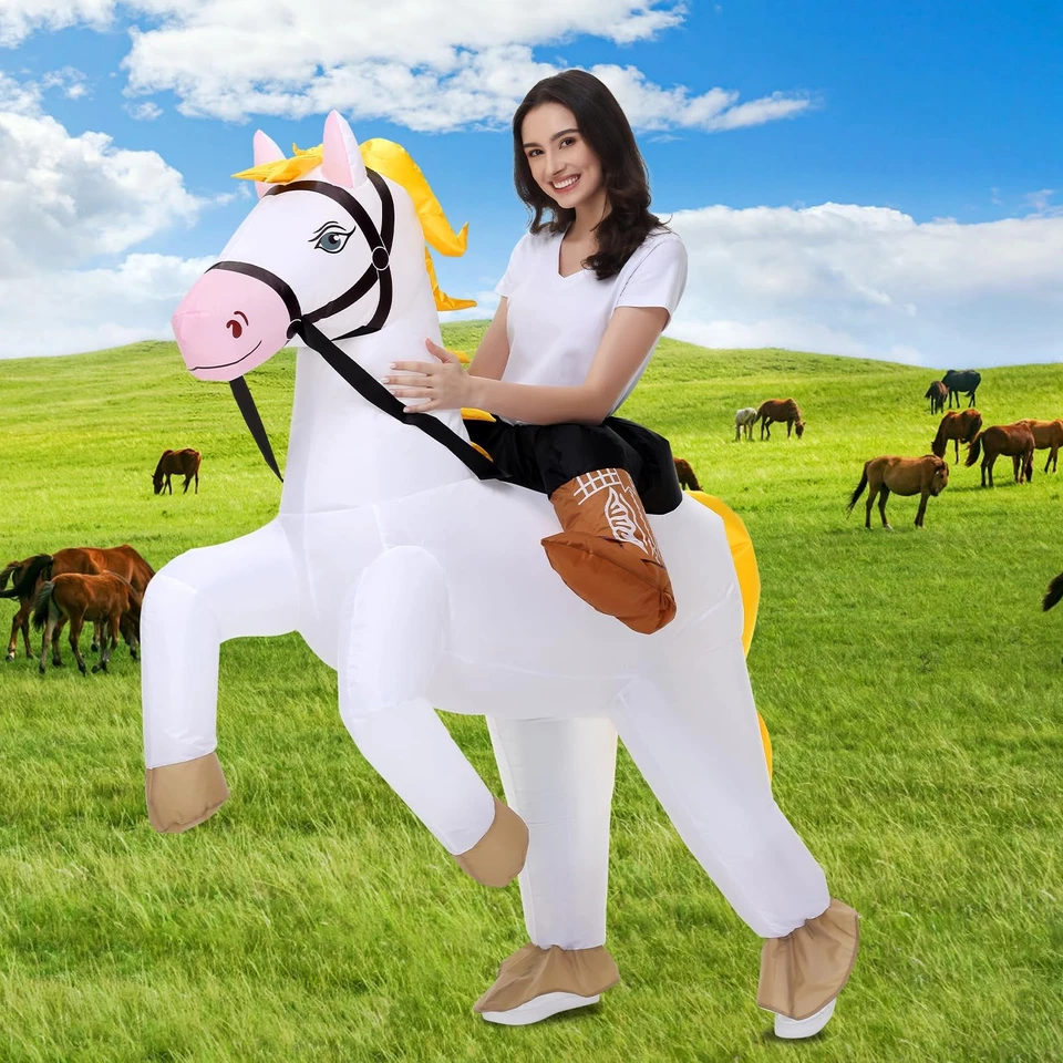 Надувная лошадь костюм взрослых Хэллоуин взорвать костюмы ездить на белой лошади... - Изображение 4 из 4