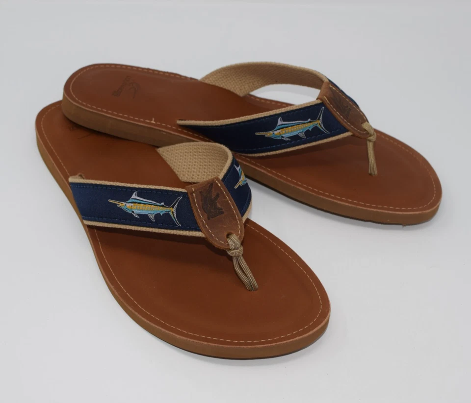 Chanclas OCEAN RIDER Hombre Original Clásicas CUERO Marlin NUEVAS Hechas en EE. UU. Foto 2 de 4