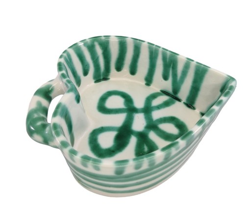 Vintage Gmundner Keramik Dizzy Green Heart Shaped Bowl Austria Pottery - Picture 7 of 12