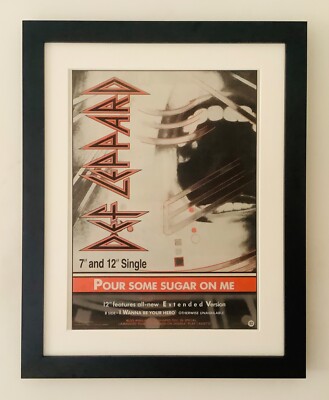 DEF LEPPARD+POUR SOME SUGAR ON ME+1987+FULL PAGE PRESS AD+FRAMED