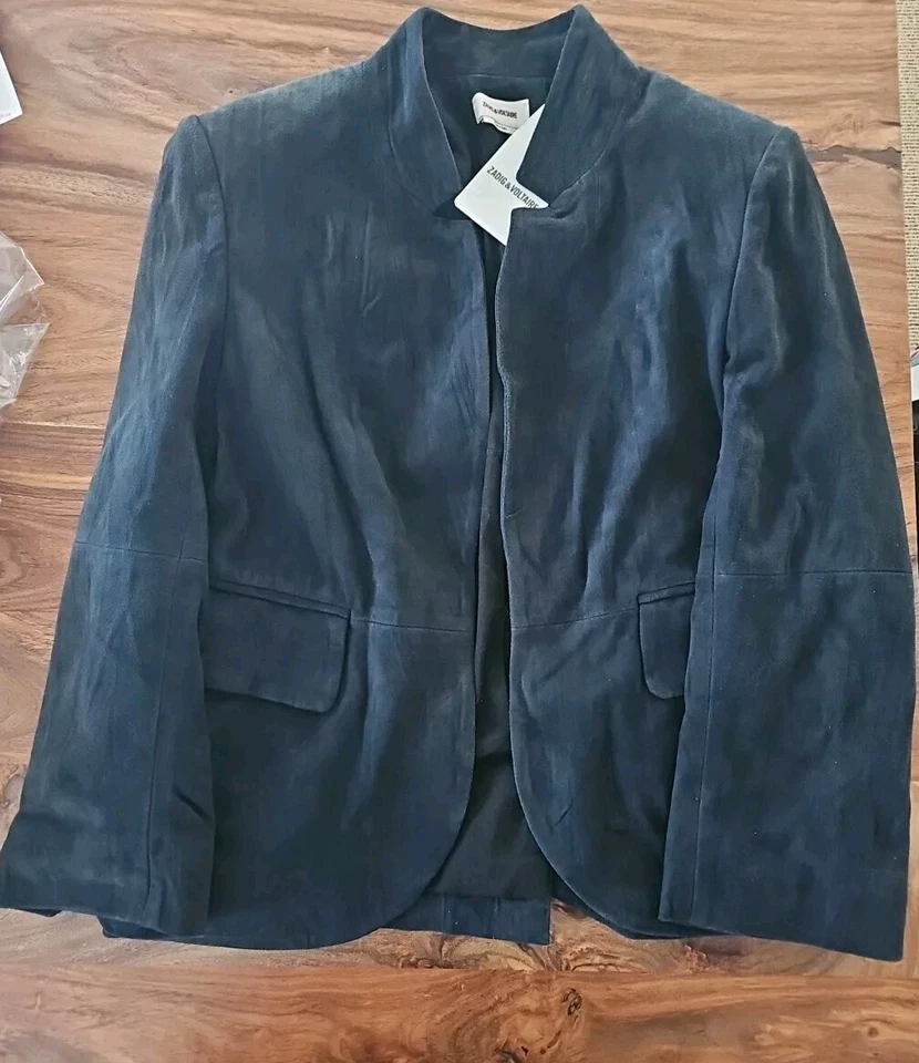 Chaqueta de cuero de gamuza arrugada Zadig & Voltaire Verys Daim negra $748, talla 36, S EE. UU. Foto 3 de 4