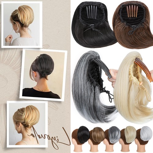 Messy Comb Ponytails Hairpiece Clip in On Pony Tail Bun Updo Hair Extensions US