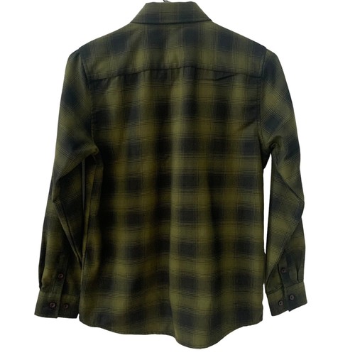 Dixxon Flannel Shirt DFC Youth Size Large Green Black Plaid Snap Grunge Western - Picture 4 of 10