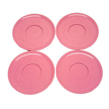 Vintage 1982 Fisher Price Fun With Food Pink Plates Saucers Lot Set x4