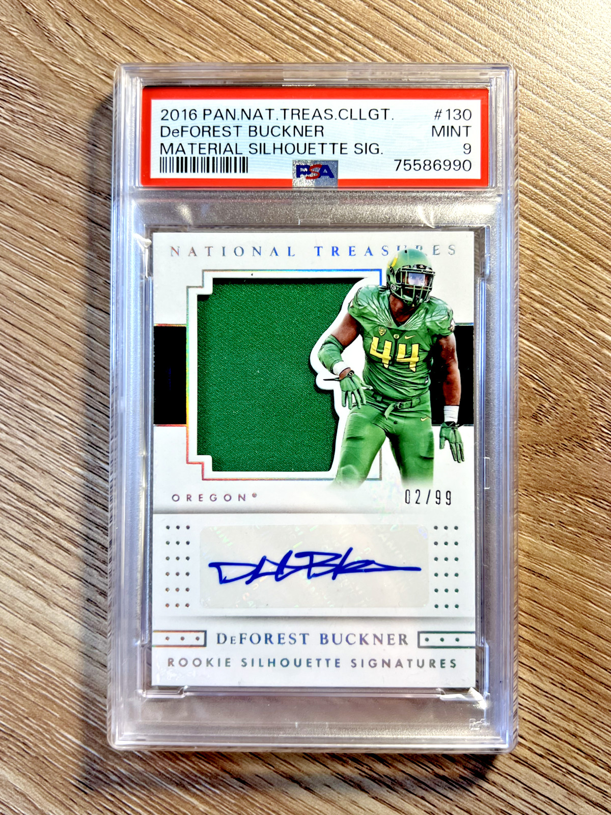 DeForest Buckner Panini National Treasures Collegiate #130 Material Silhouettes Signature