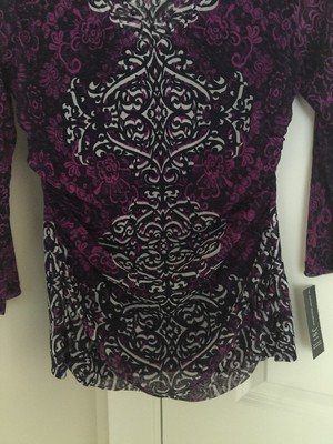 Haut Femme INC International Concepts - Manches 3/4 - Encolure V - Motif Victorien - Taille PL