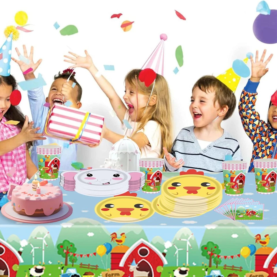 57 teilige Bauernhof Party Geschirr party geschirrset bauernhof Cartoon Party... - Bild 3 von 4